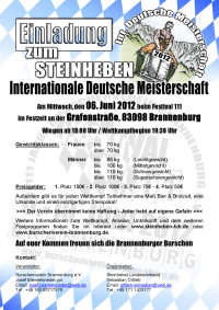 Steinheben 2012: Int. Deutsche Meisterschaft Internationale Deutsche Meisterschaft im Steinheben 2012
