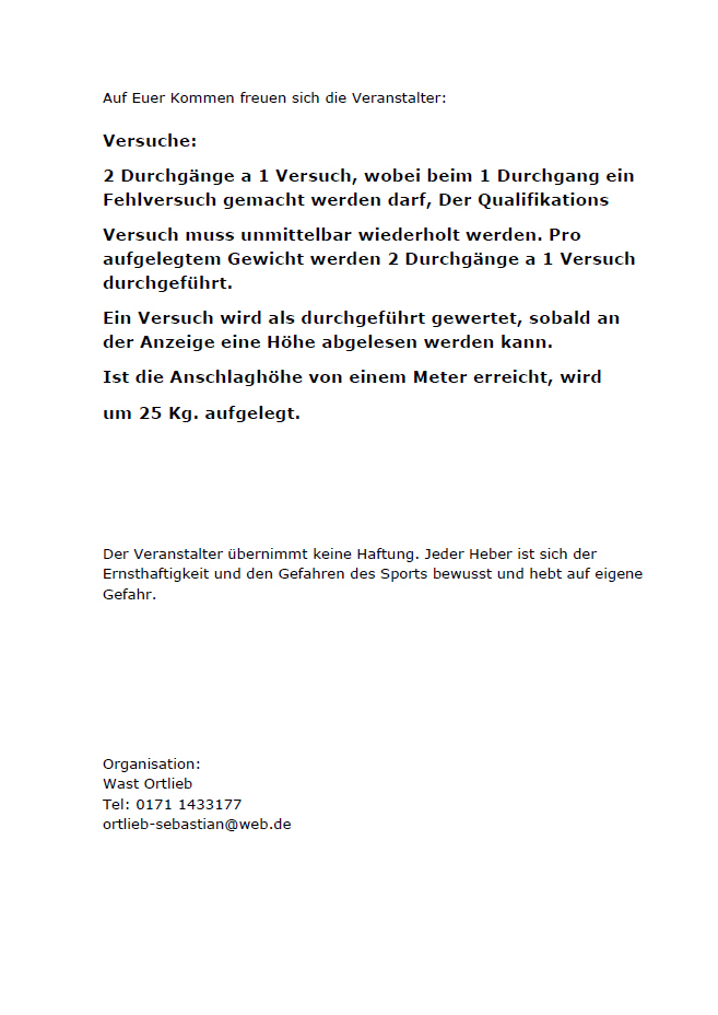 (Int. – Alpenländische Meisterschaft) Einzelwettbewerb nach Regeln des Steinheber Landesverbands Bayern